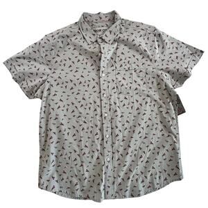 *NEW* Iron Co. Short Sleeve Button Down Lobster  Shirt - Gray / Red - XL